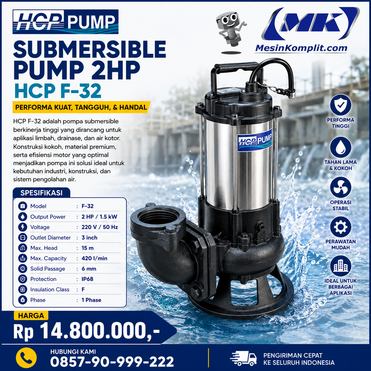 Pompa Celup Air Kotor 2HP...